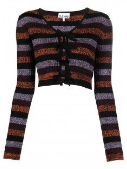 Striped Merino Rib Crop Cardigan - GANNI - BALAAN 2