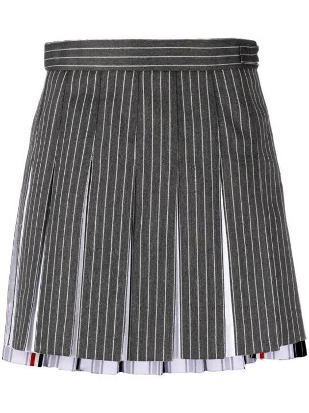 RWB Tab Wool Mini Mini Pleated Skirt Grey - THOM BROWNE - BALAAN 2