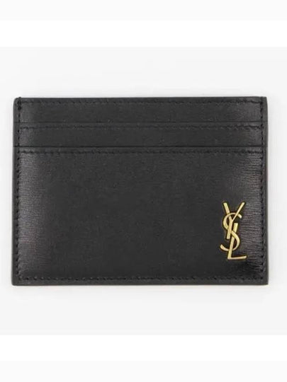 Tiny Monogram Shiny Leather Card Case Black - SAINT LAURENT - BALAAN 2