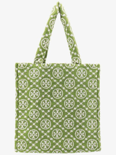 Terry T Monogram Tote Bag Green - TORY BURCH - BALAAN 1