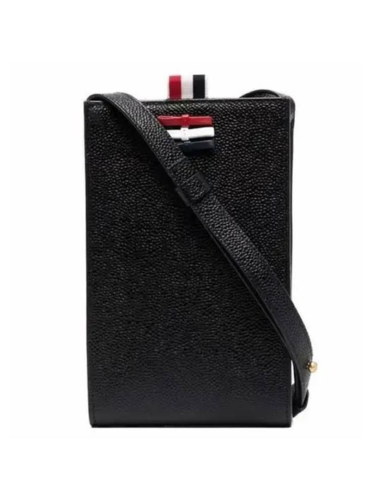 Pebble Grain Bow Phone Holder Cross Bag Black - THOM BROWNE - BALAAN.