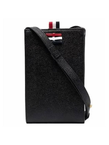 Pebble Grain Bow Phone Holder Cross Bag Black - THOM BROWNE - BALAAN 1