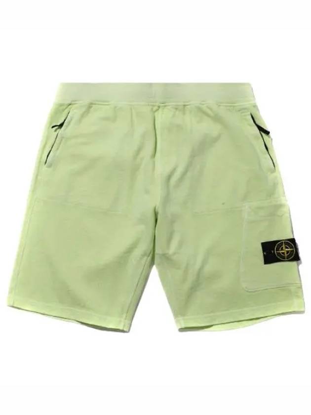 Men's OLD Treatment Logo Patch Cargo Bermuda Shorts Light Green - STONE ISLAND - BALAAN 2