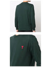 Small Heart Logo Long Sleeve T-Shirt Green - AMI - BALAAN 6