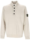 Wappen Patch Half Button Lambswool Knit Top Plaster - STONE ISLAND - BALAAN 2