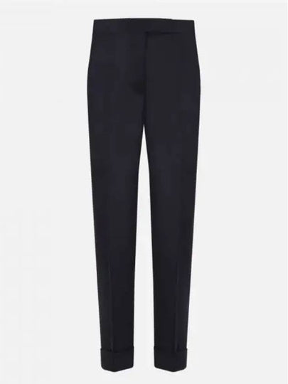 Cropped Tailored Twill Wool Skinny Straight Pants Navy - THOM BROWNE - BALAAN 2