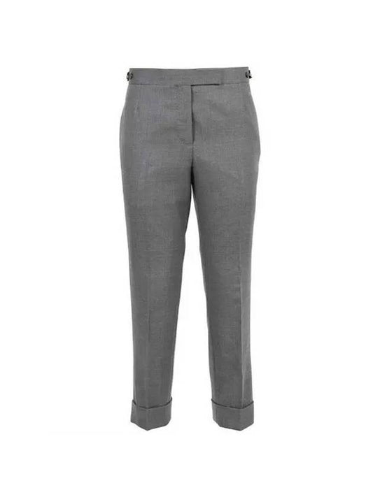 Cropped Tailored Twill Wool Skinny Straight Pants Grey - THOM BROWNE - BALAAN 1