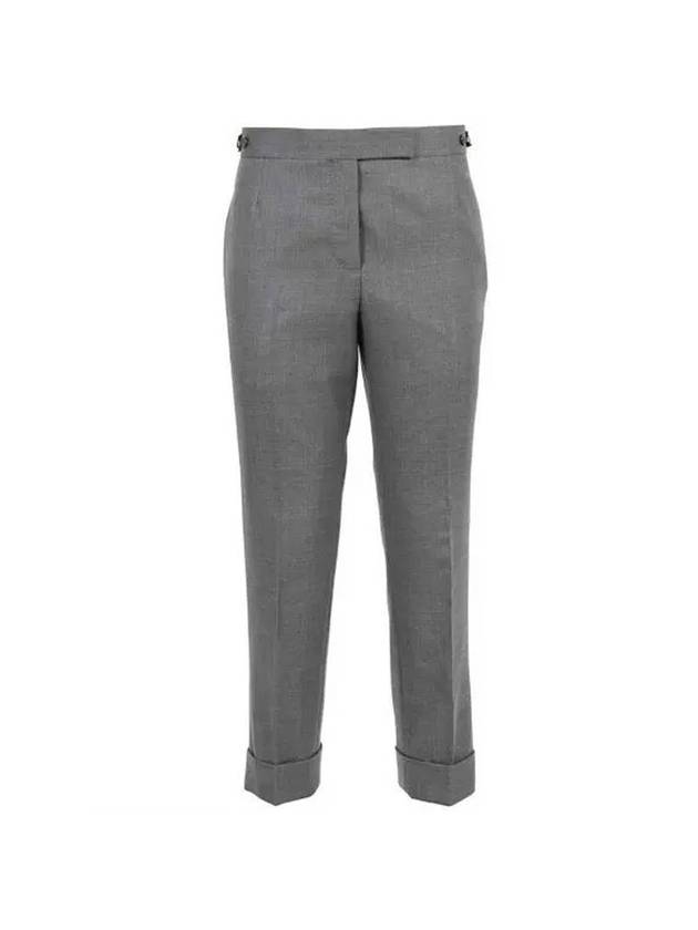 Cropped Tailored Twill Wool Skinny Straight Pants Grey - THOM BROWNE - BALAAN 1