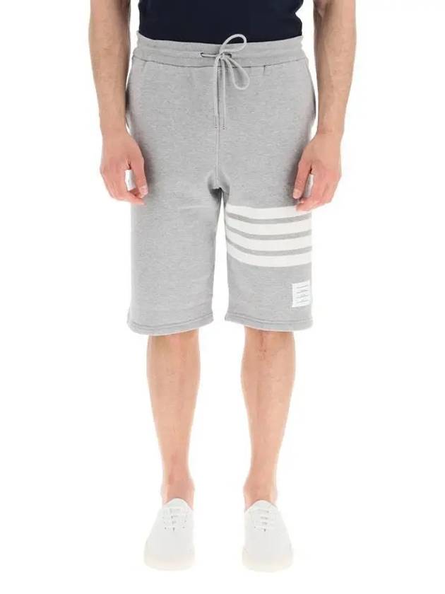 Cotton Loopback Knit Engineered 4-Bar Sweatshorts Light Grey - THOM BROWNE - BALAAN 6