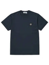 Logo Patch Short Sleeves T-Shirt Navy - STONE ISLAND - BALAAN 2