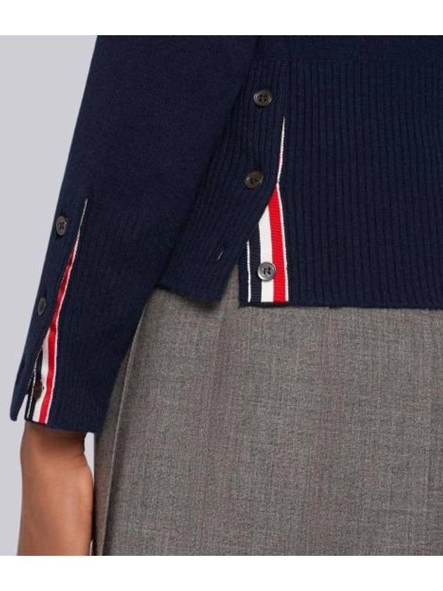 4-Bar V-Neck Cashmere Cardigan Navy - THOM BROWNE - BALAAN 5