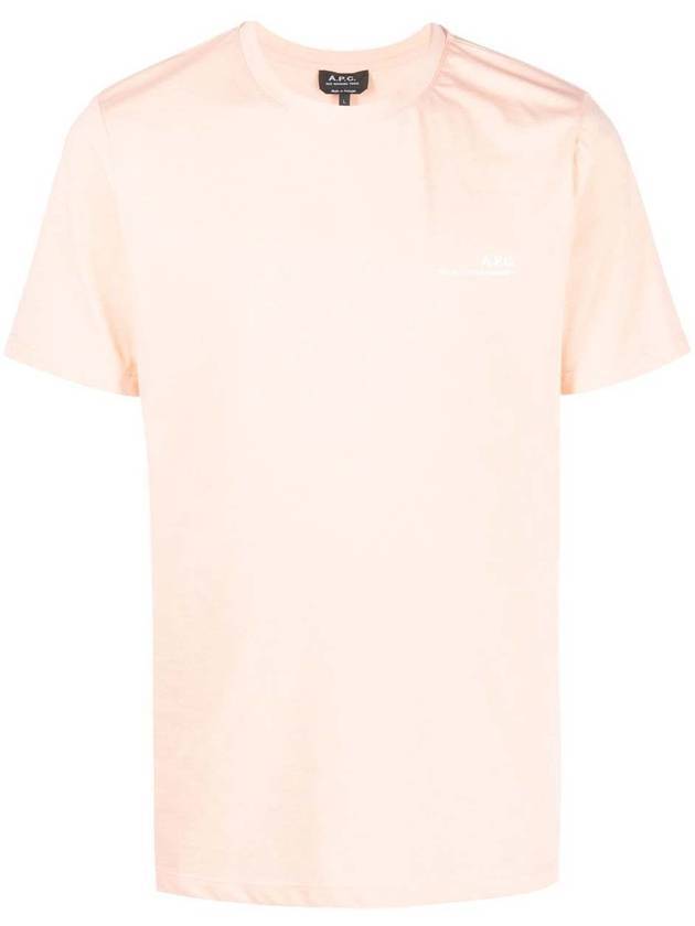 Men's Small Logo Print Short Sleeve T-Shirt Pink - A.P.C. - BALAAN 1