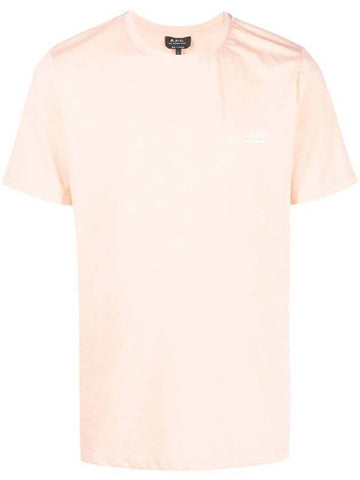 Men's Small Logo Print Short Sleeve T-Shirt Pink - A.P.C. - BALAAN 1