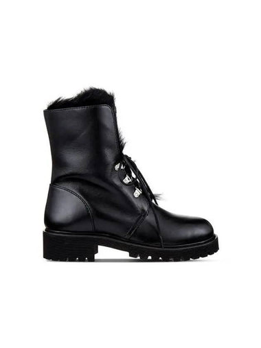 WOMEN COMBAT fur leather boots black - GIUSEPPE ZANOTTI - BALAAN 1