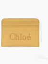 Sense Embroidered Logo Calfskin Card Wallet Yellow - CHLOE - BALAAN 2