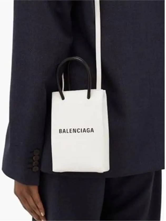 Logo Leather Phone Holder Mini Bag White - BALENCIAGA - BALAAN 9