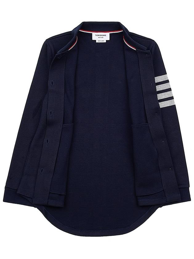 Double Face 4 Bar A-line Knit Long Sleeve Shirt Jacket Navy - THOM BROWNE - BALAAN 11