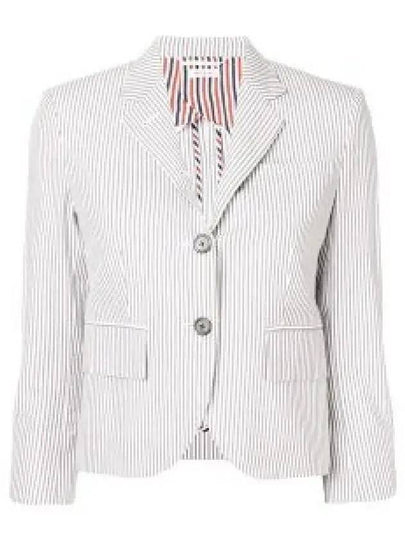 Striped Seersucker Half Line Single Jacket Grey - THOM BROWNE - BALAAN 2