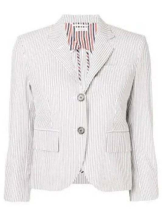 striped seersucker half-line single jacket gray - THOM BROWNE - BALAAN 2