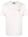 Men's Logo Patch Short Sleeve T-Shirt White - STONE ISLAND - BALAAN.