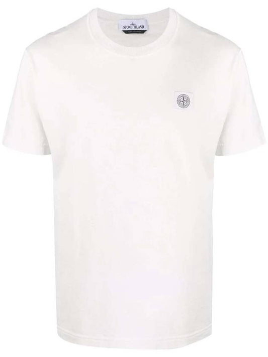 Men's Logo Patch Short Sleeve T-Shirt White - STONE ISLAND - BALAAN.