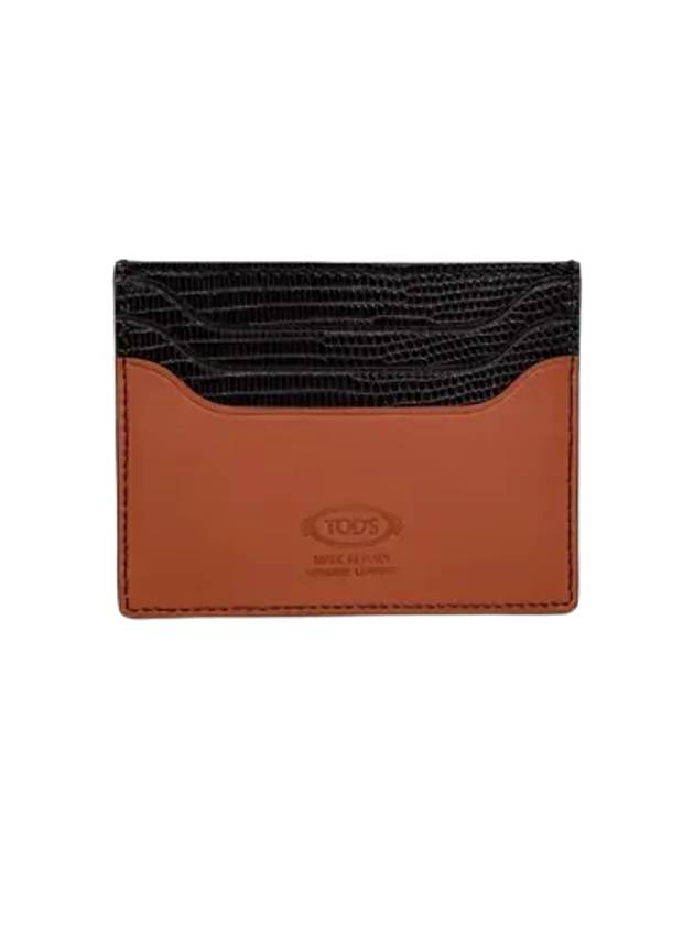 T Plaque Calf Leather Card Wallet Brown - TOD'S - BALAAN 1