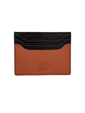 T Plaque Calf Leather Card Wallet Brown - TOD'S - BALAAN 1