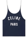 Satin Patch Cotton Jersey Sleeveless Navy - CELINE - BALAAN 2