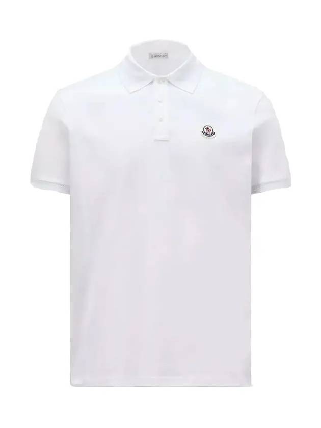 Logo Patch Short Sleeve Polo Shirt White - MONCLER - BALAAN 3