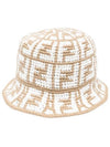 FF Motif Crochet Bucket Hat Beige - FENDI - BALAAN 1