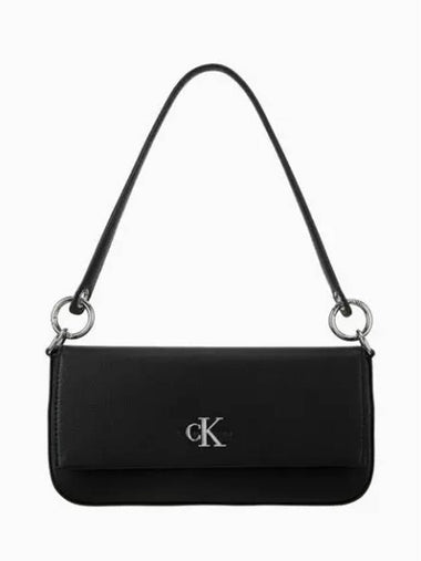 JEANS Women s CKJ Minimal Monogram Flap Wrap Shoulder Bag Black 4K3000G UB1 - CALVIN KLEIN - BALAAN 1