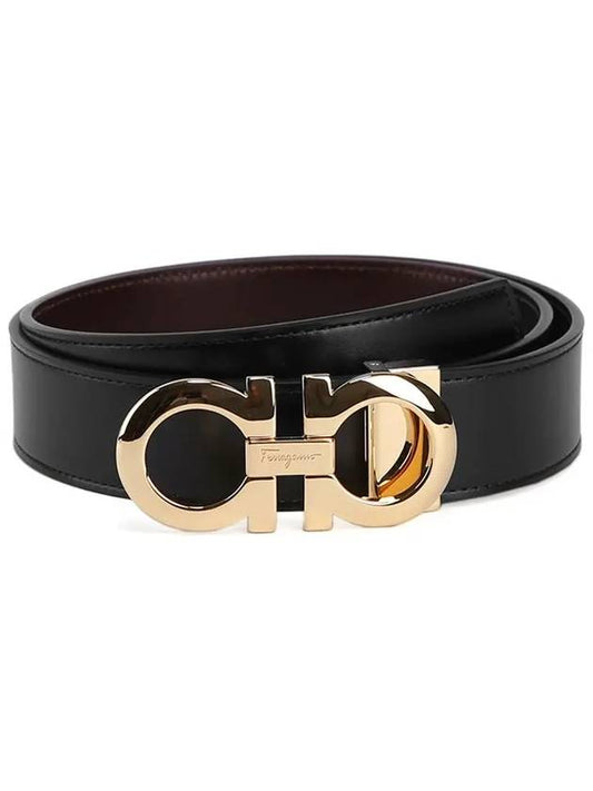 Gancini Reversible Adjustable Leather Belt Black - SALVATORE FERRAGAMO - BALAAN 2