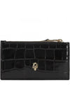 Skull Crocodile Embossed Zipper Card Wallet Black - ALEXANDER MCQUEEN - BALAAN 2