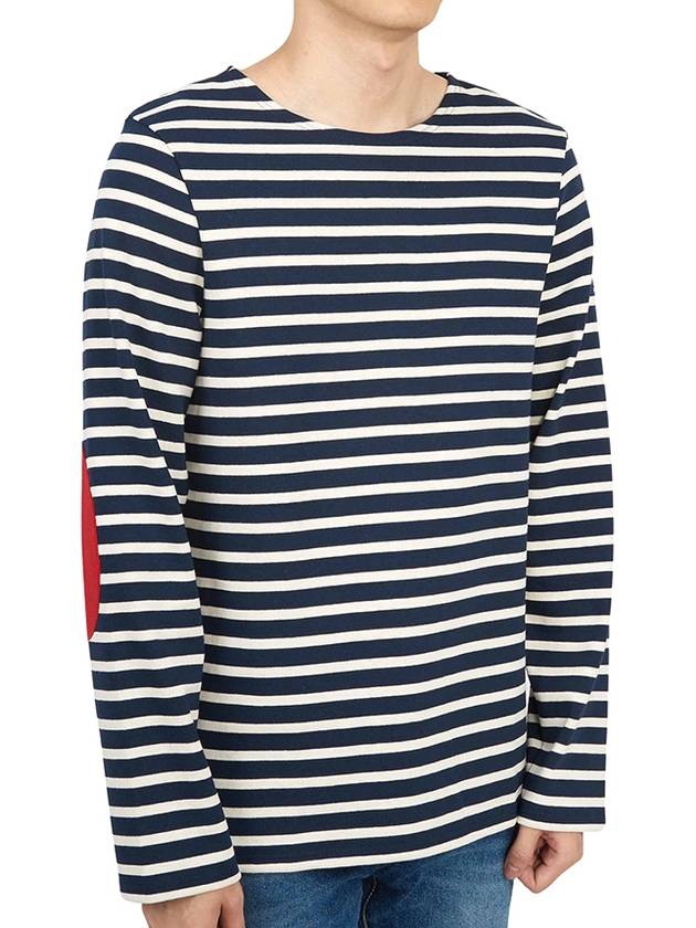 Meridien Mode Elbow Patch Striped Long Sleeve T-Shirt Marine Ecru - SAINT JAMES - BALAAN 4