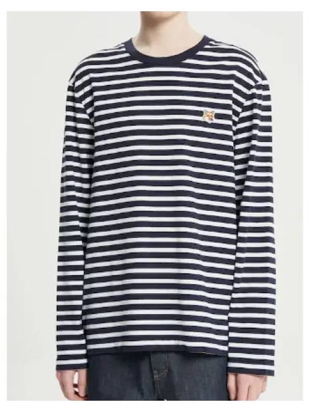 Fox Head Patch Regular Marin Long Sleeve T Shirt Navy Stripes - MAISON KITSUNE - BALAAN 2