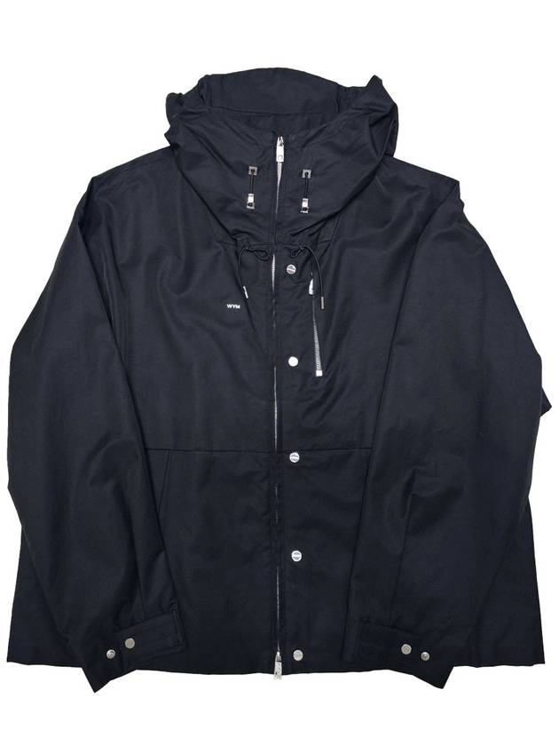 Men's High Neck Hooded ZipUp Jacket Relaxed Fit Black W233JP13954B - WOOYOUNGMI - BALAAN 1
