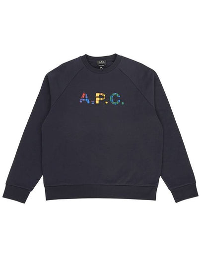 Shaun Tartan Check Logo Sweatshirt Navy - A.P.C. - BALAAN 2