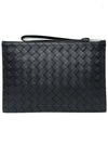 Intrecciato Strap Large Clutch Bag Black - BOTTEGA VENETA - BALAAN 3