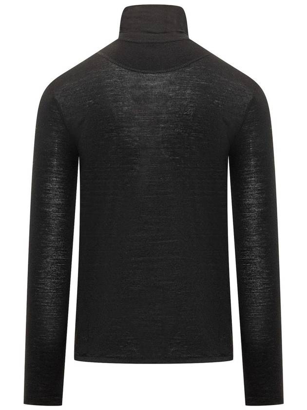 Men's Zipper Polyester Wool Long Sleeve T-Shirt Black - JIL SANDER - BALAAN 3