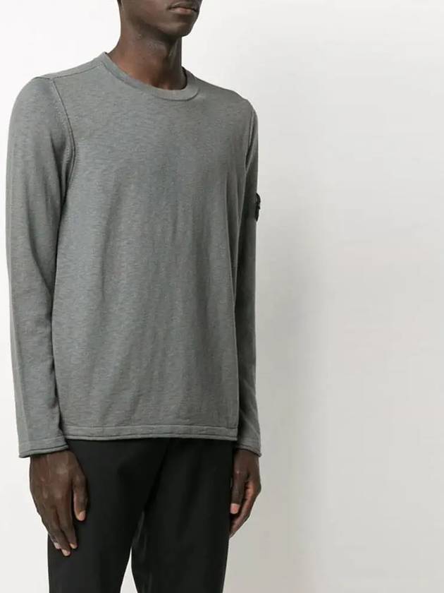 Men's Wappen Patch Round Neck Knit Top Grey - STONE ISLAND - BALAAN 4