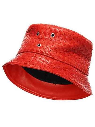 Intrecciato Leather Bucket Hat Red - BOTTEGA VENETA - BALAAN 2