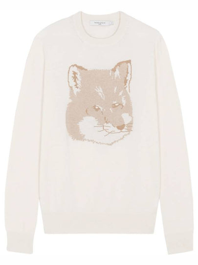 Pique Fox Head Round Neck Knit Top Ecru - MAISON KITSUNE - BALAAN 2