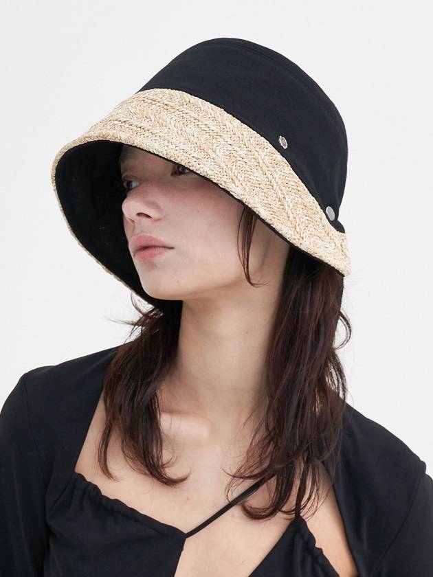 Rocha Summer Straw Bonnet Black - BROWN HAT - BALAAN 2