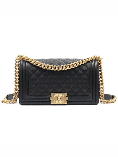 Boy Grained Calfskin Medium Cross Bag Black - CHANEL - BALAAN 2