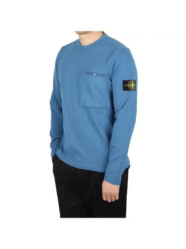 Wappen Patch Low Pocket Knit Top Powder Blue - STONE ISLAND - BALAAN 1