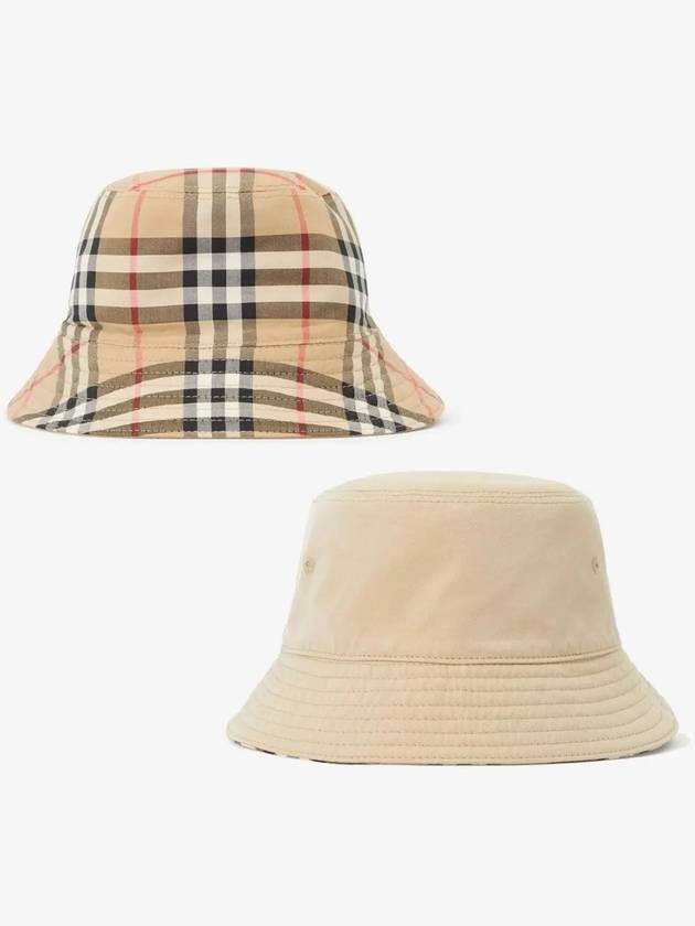 Kids Check Reversible Bucket Hat Beige - BURBERRY - BALAAN 2