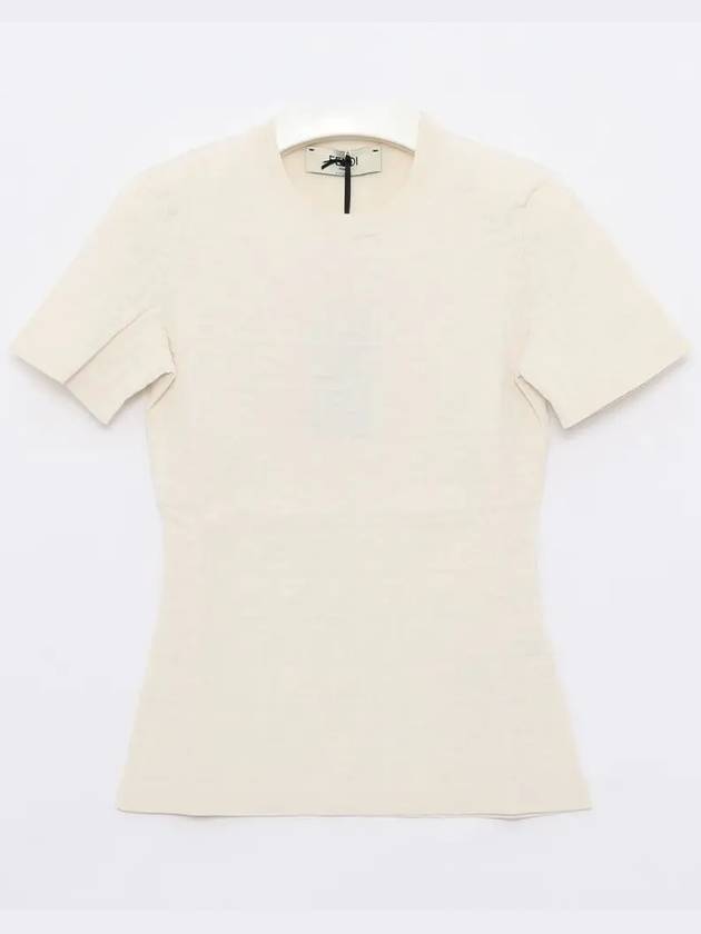 FF Viscose Short Sleeve Knit Top White - FENDI - BALAAN 2