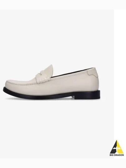 Le Loafer Penny Slippers In Smooth Leather Pearl - SAINT LAURENT - BALAAN 2