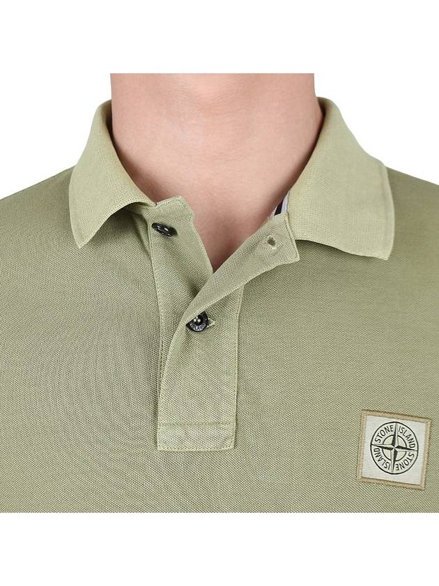 Men's Logo Patch Cotton Short Sleeve Polo Shirt Green - STONE ISLAND - 6