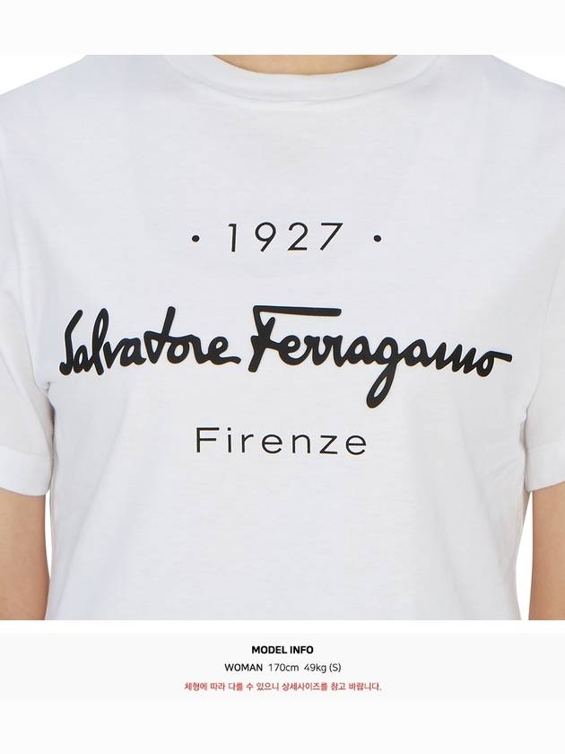 Salvatore 1927 Signature Short Sleeve T-Shirt White - SALVATORE FERRAGAMO - BALAAN.